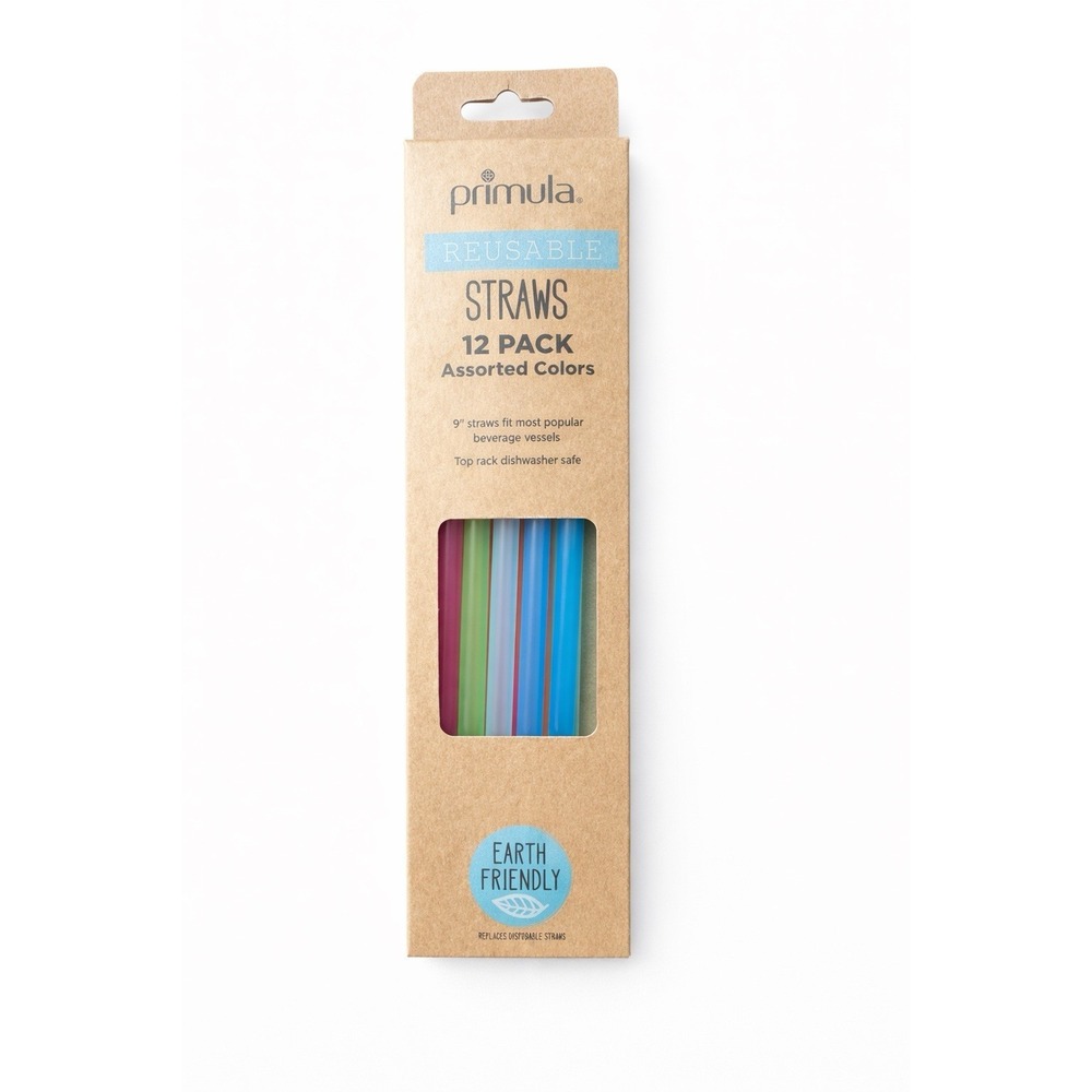 Primula Reusable Straws Assorted Colors - 12 Pack - 9 inch Straws NEW!